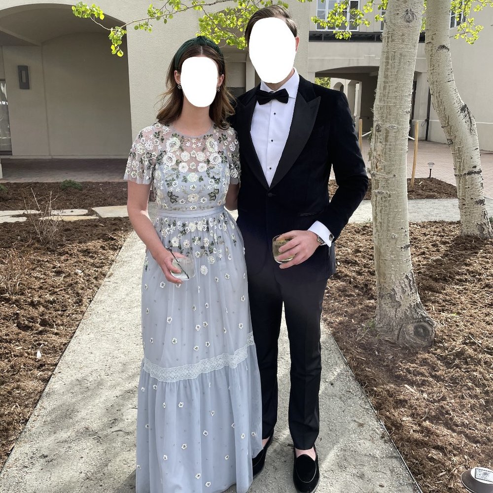 Needle & Thread Beaded Blue Evening Gown US6